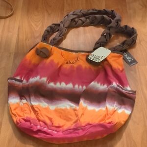 O'Neill Pink and Orange Tote Bag Vibrant Tie-Dye Canvas